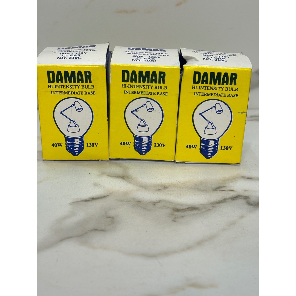 Lot of 3 Damar 40W 130V Hi-Intensity Light Bulbs Intermediate Base Clear 210C